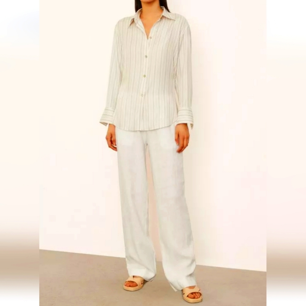 NWT VINCE Stripe Sculpted Long Sleeve Shirt